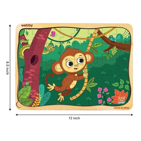 Webby Monkey in Jungle Wooden Jigsaw Puzzle 40Pcs