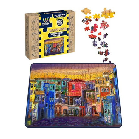 Webby Evening Street Painting Wooden Jigsaw Puzzle 500 Pieces