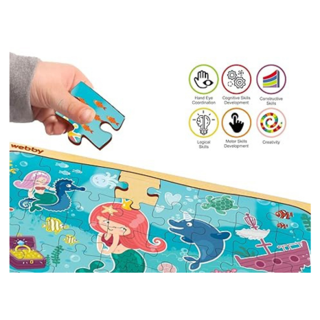 Webby Cute Mermaid Wooden Jigsaw Puzzle 40Pcs