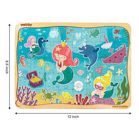 Webby Cute Mermaid Wooden Jigsaw Puzzle 40Pcs