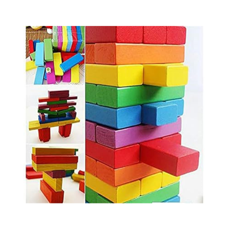 Webby for Adult's Wooden Colorful Building Blocks Educational Game Toy 48 Pieces