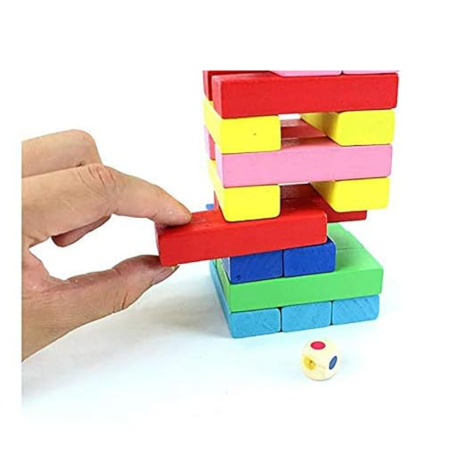 Webby for Adult's Wooden Colorful Building Blocks Educational Game Toy 48 Pieces