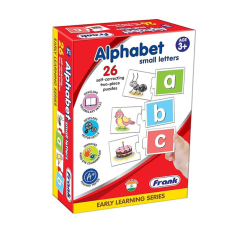 Frank Alphabet Small Letters –(52 Pieces) 26 Self-Correcting 2 Pcs Puzzle Educational Toys and Games - 10302