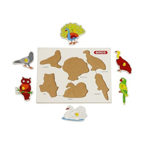 Dreamzberry Wooden Puzzles for Kids Colorful Bird Shape Kids Puzzle with Wooden Knob