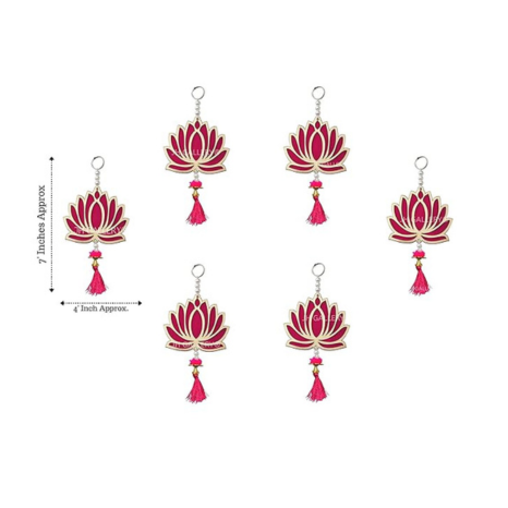 JH Gallery Lotus Hangings for Decoration Floral Wall Hangings for Temple Decor Mandir Pack of 6