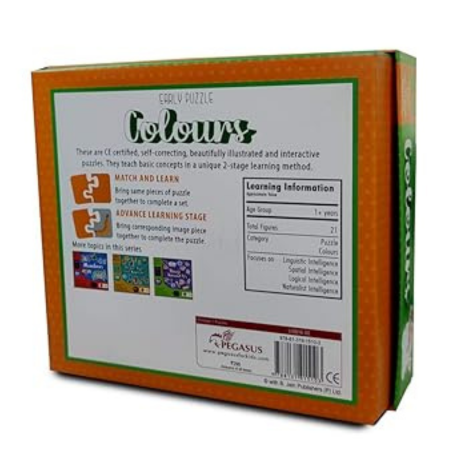 Popcorn Colours 2 Piece Self Correcting Puzzles 21 In A Box & Jumbo Colouring Book 1 Mega Colouring Book