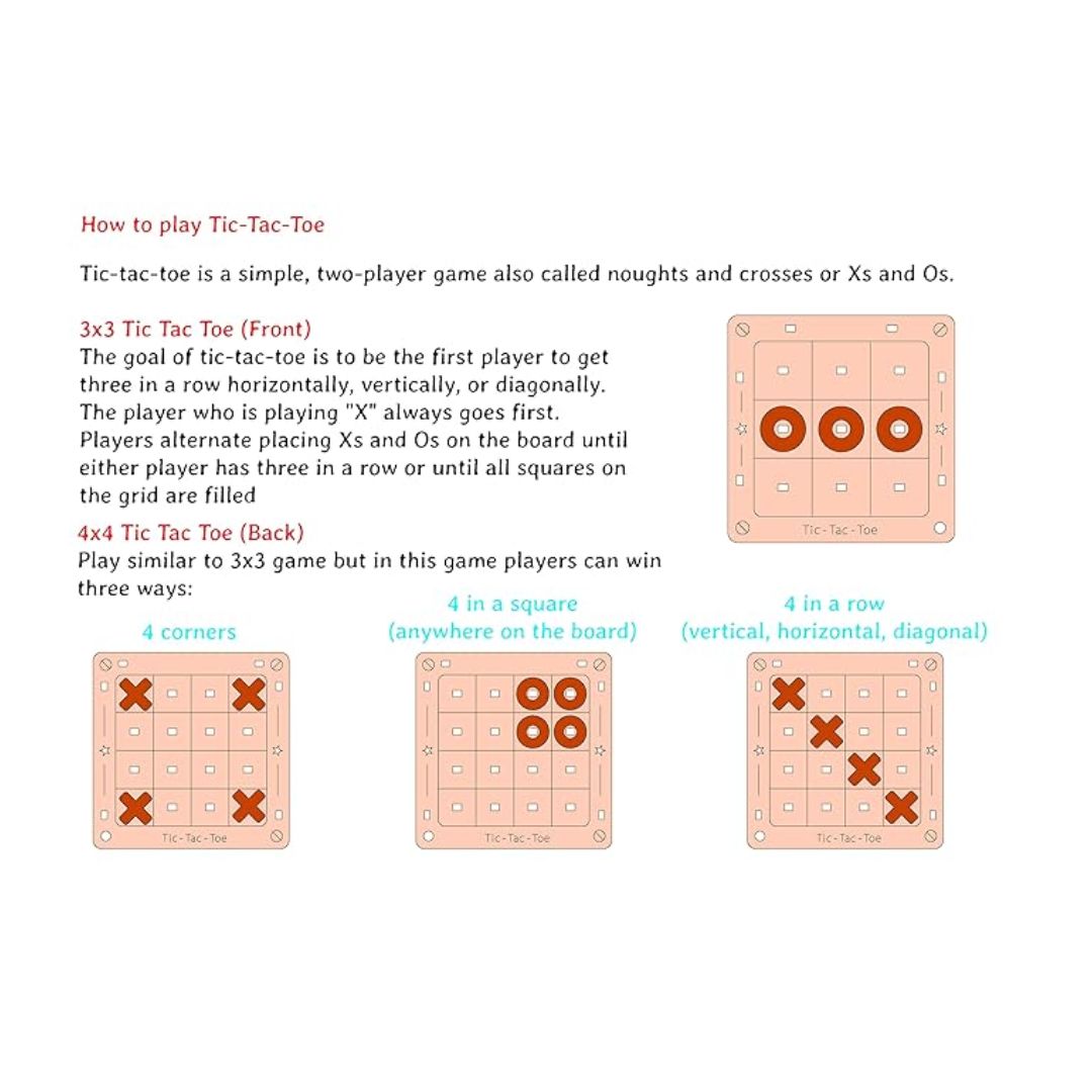 Funvention DIY Tic-Tac-Toe Pocket Travel Game for Kids 4+ Ys