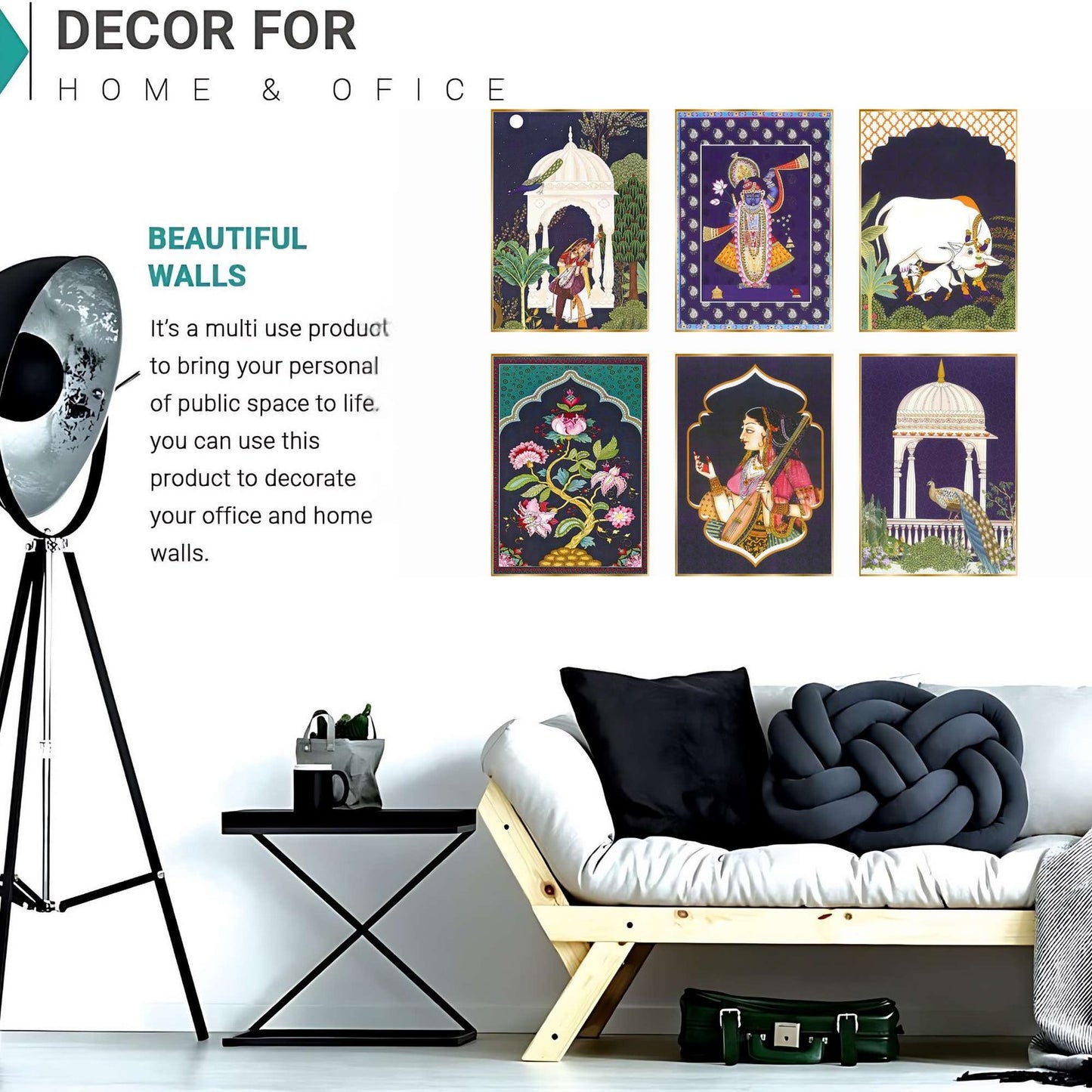 Set of Six Wall Paintings for Wall Dacoration Golden Framed Wall Paintings for Living Room & Bedroom Wall Art for Home Decoration & Office Wall Décor (17×13 inch CH-GD6-3)