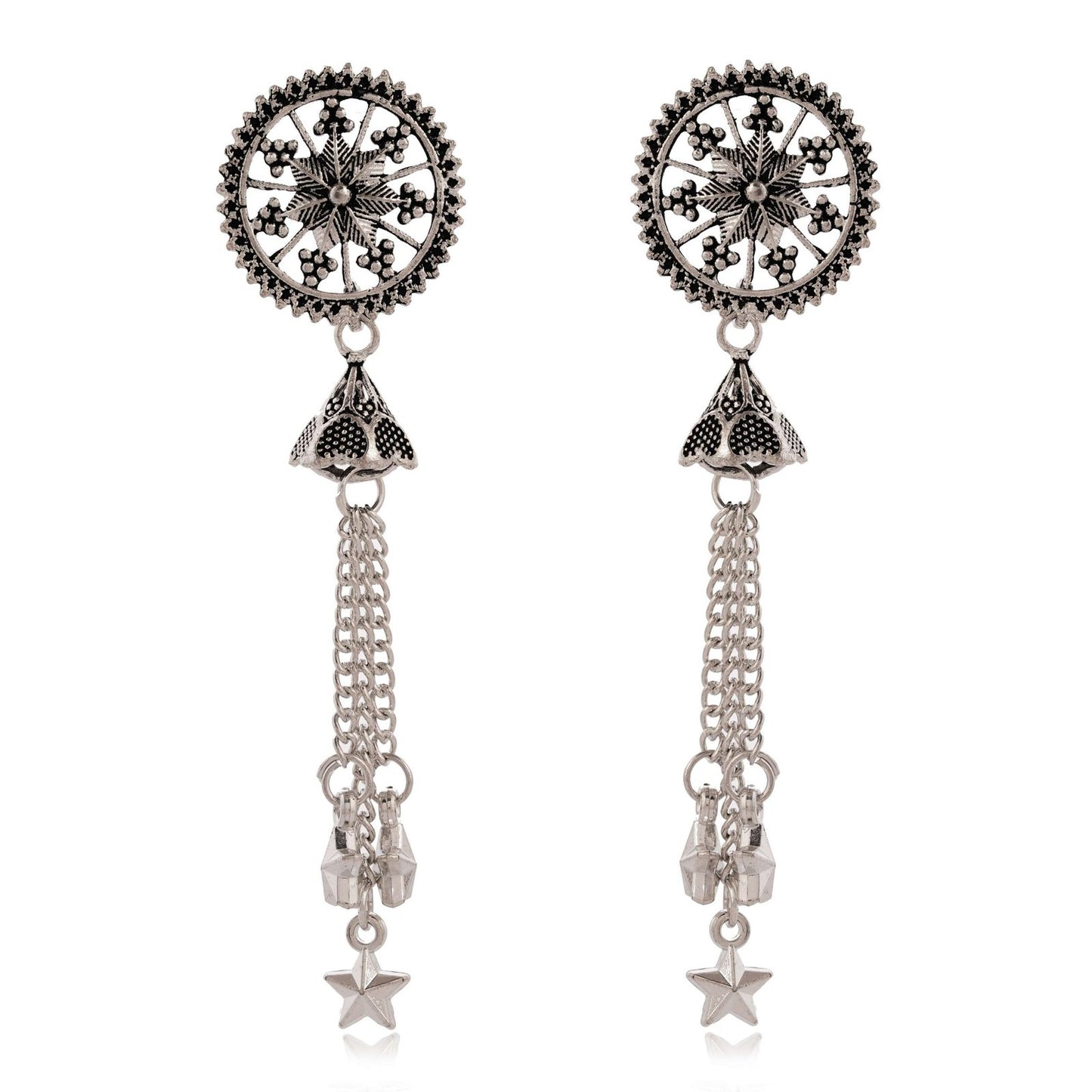 Women Traditional Silver AZ838-OXidised Jhumka Set | German Silver Chand Baliyan & Jhumkas Earrings for Women | Birthday & Anniversary Gift -AZ838-OX-ER49