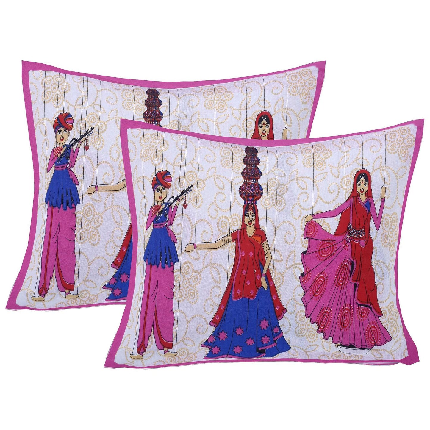 100% Pure Cotton Traditional Printed Bedsheet for Double Bed King Size Bedsheet with 2 Pillow Covers