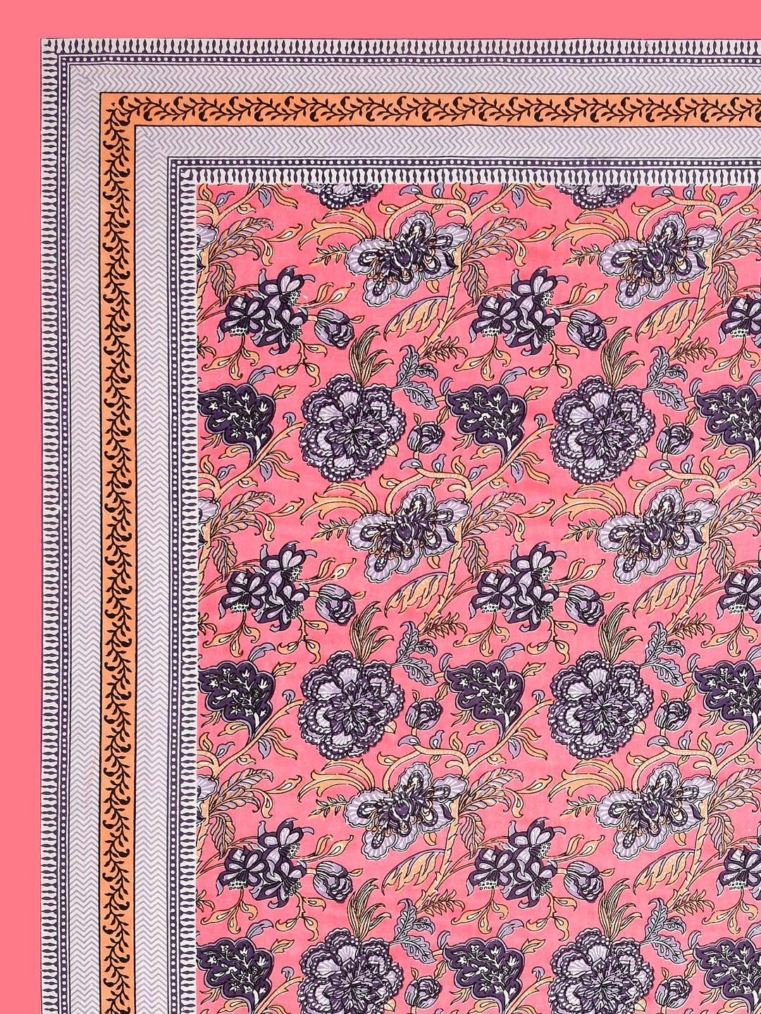 100% Pure Cotton Traditional Printed Bedsheet for Double Bed King Size Bedsheet with 2 Pillow Covers