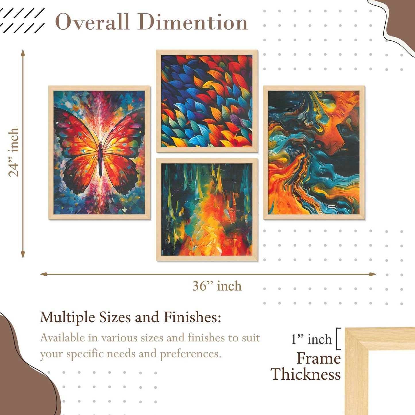 SET OF 4 DIGITAL WALL PAINTING