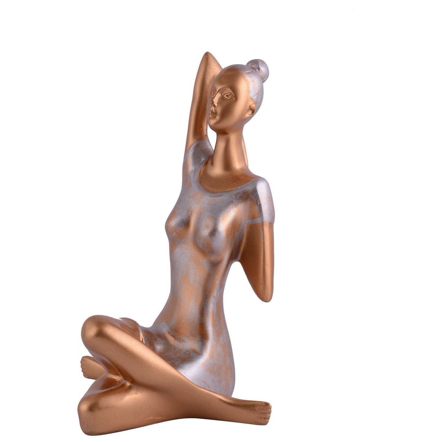 Suitable for home decor Yoga Posture Lady Statue Idol for Home Yoga Statue admirable piece of gift (Golden)