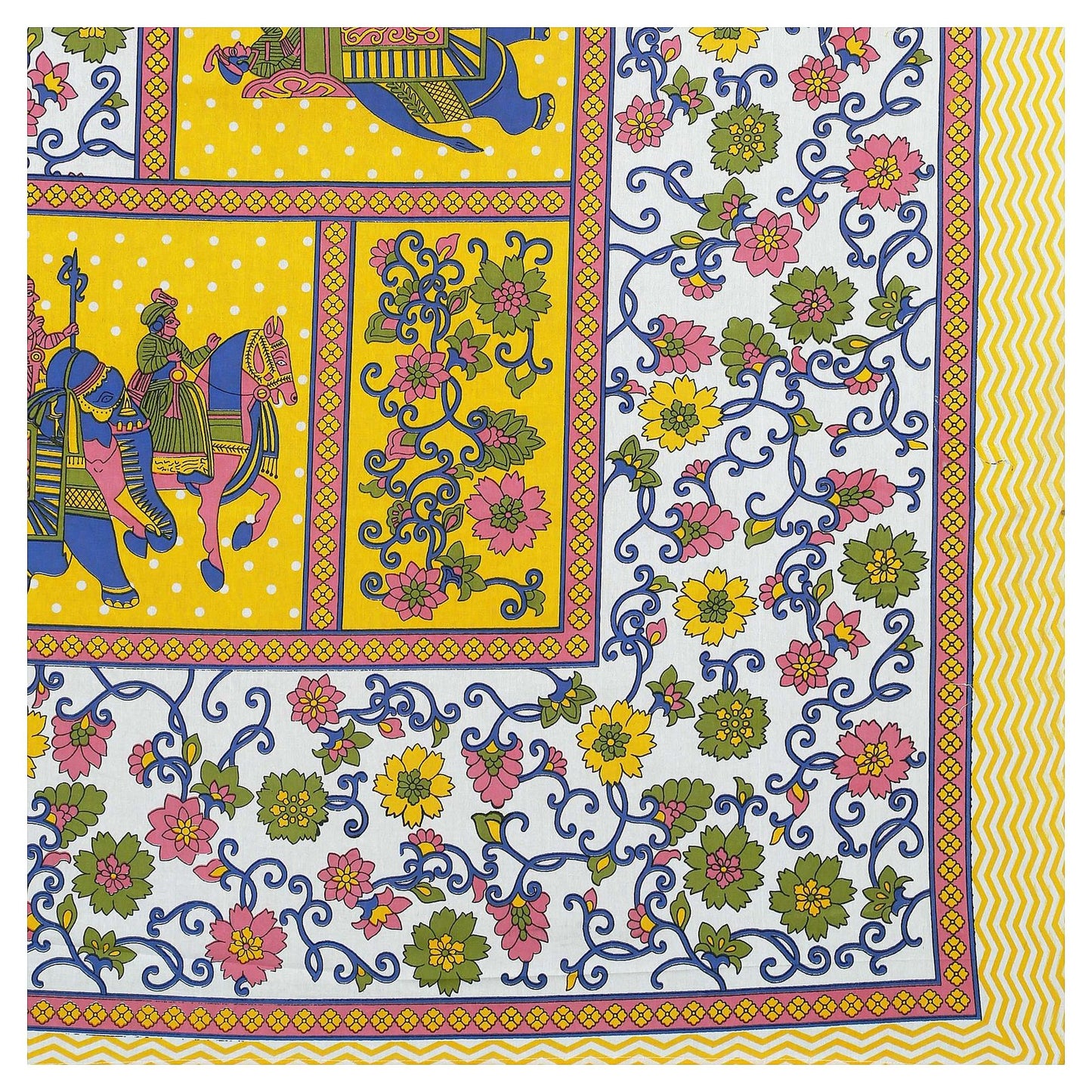 100% Pure Cotton Traditional Printed Bedsheet for Double Bed King Size Bedsheet with 2 Pillow Covers