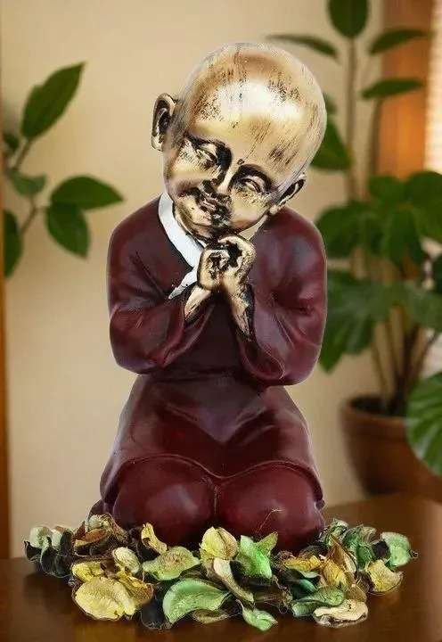 Thinking Baby Monk Buddha Showpiece with Fragrance Petals