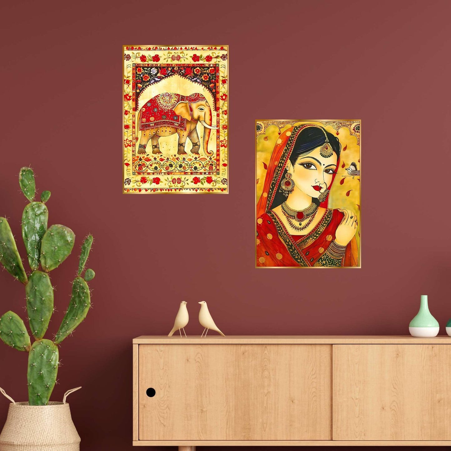 Set of Two Wall Paintings for Wall Dacoration Golden Framed Wall Paintings for Living Room & Bedroom Wall Art for Home Decoration & Office Wall Décor (14×11 inch CH-GD2-11)
