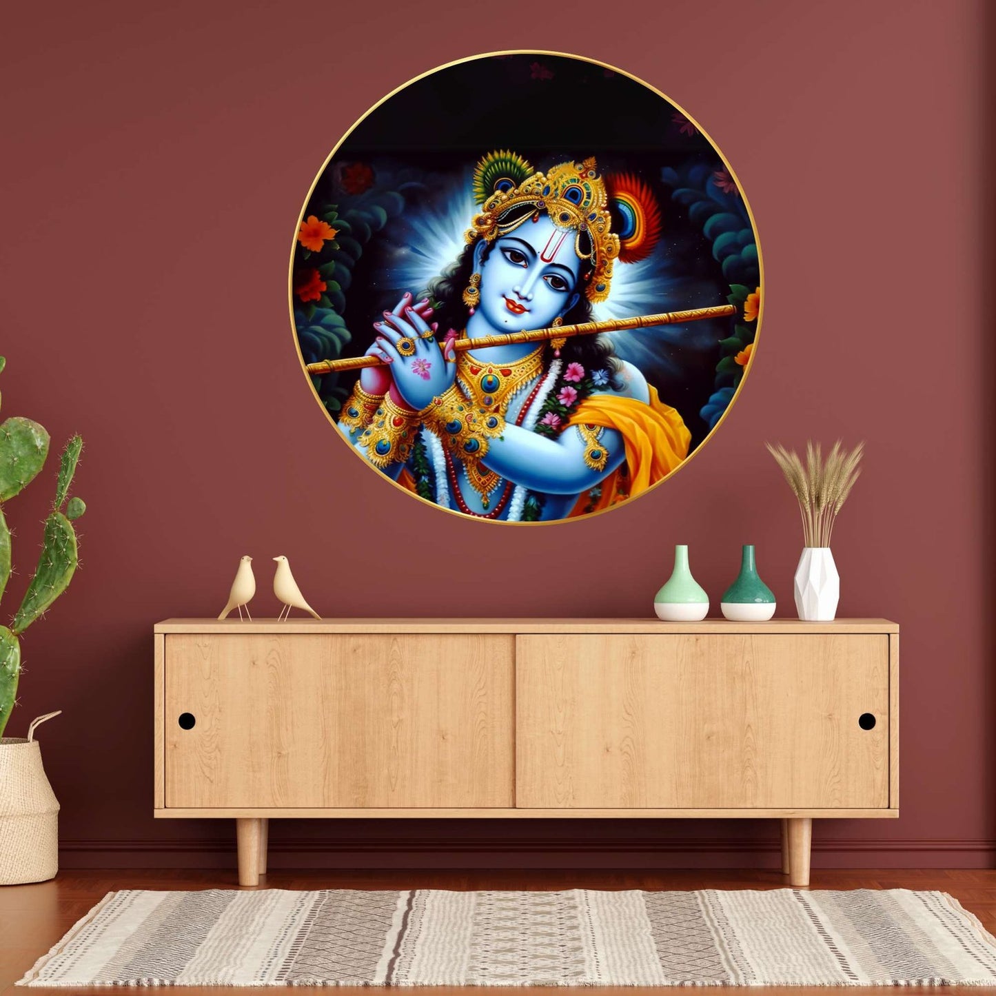 Wall Painting for Wall Decoration with Frame Sparkle Glossy Round Golden Framed Large Painting Office, Living Room, Bedroom, Home Decoration