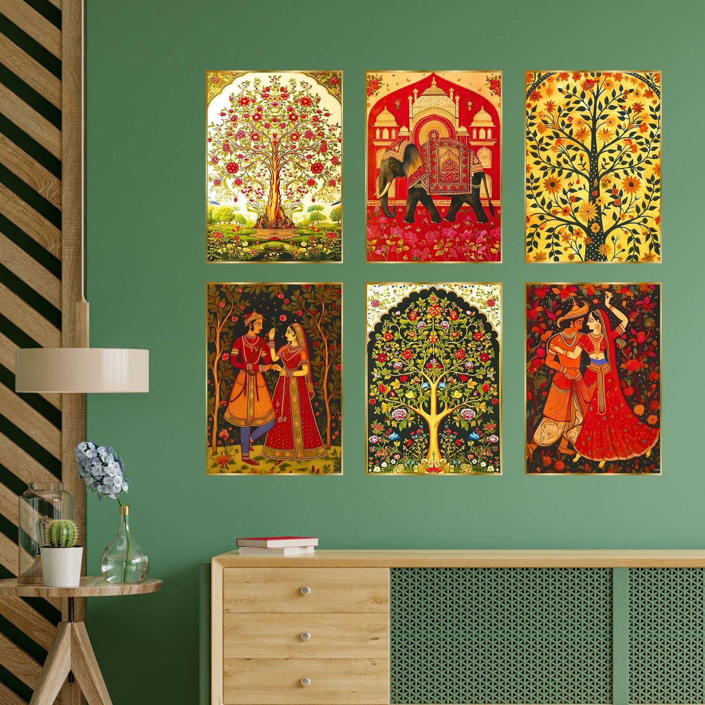 Set of Six Wall Paintings for Wall Dacoration Golden Framed Wall Paintings for Living Room & Bedroom Wall Art for Home Decoration & Office Wall Décor (17×13 inch CH-GD6-10)