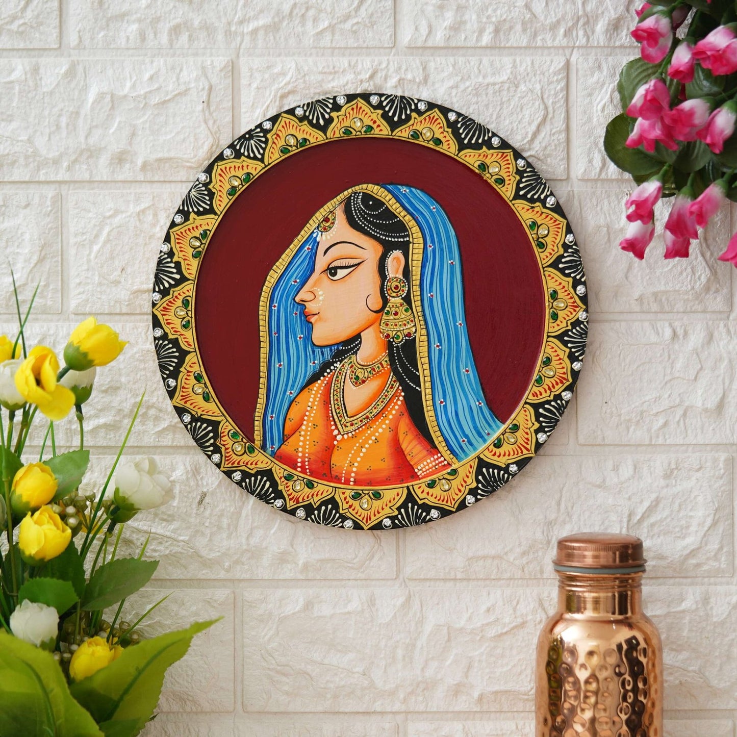 Rajasthani Pichwai Hand-Painted Pichhwai Plate For Home Décor