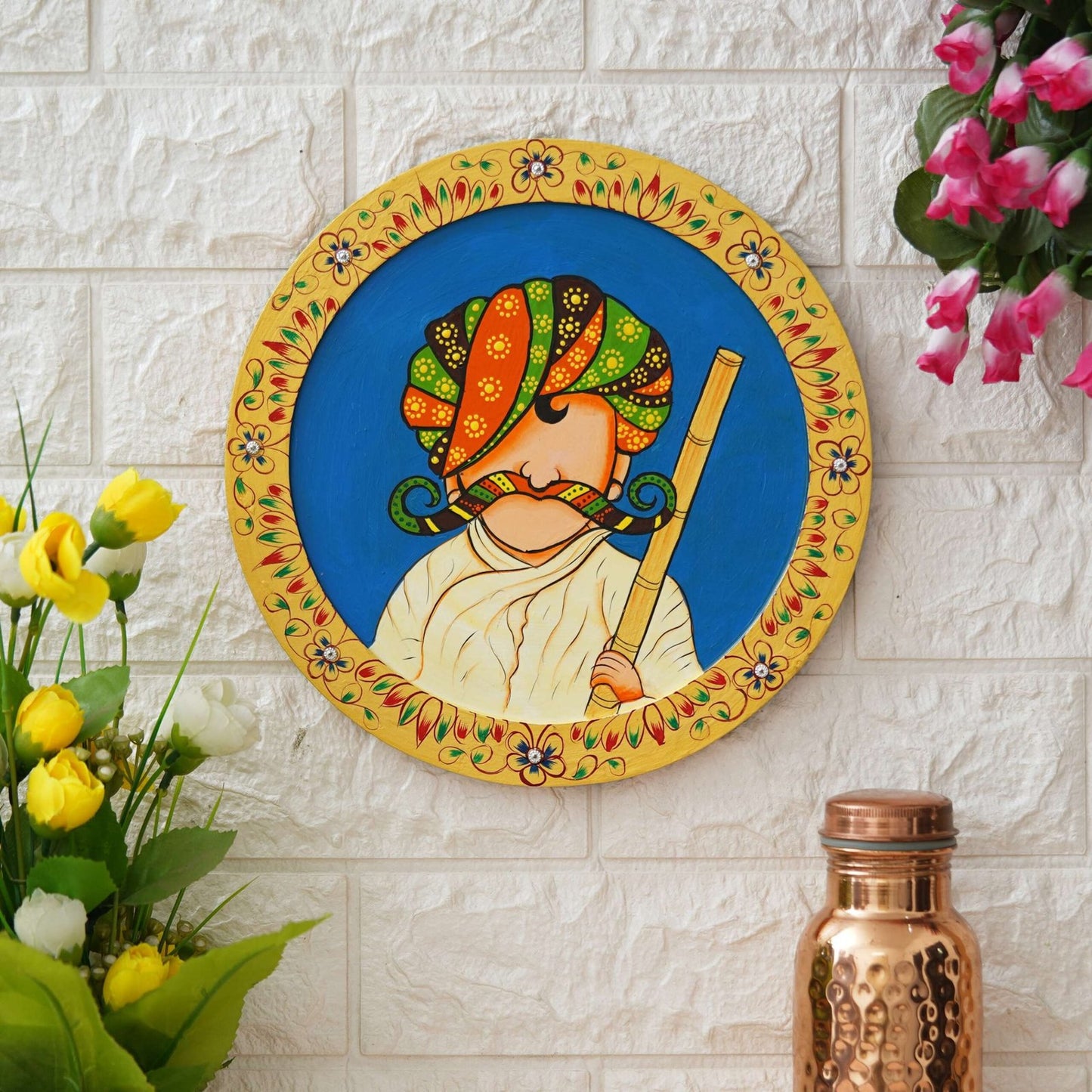 Rajasthani Pichwai Hand-Painted Pichhwai Plate For Home Décor