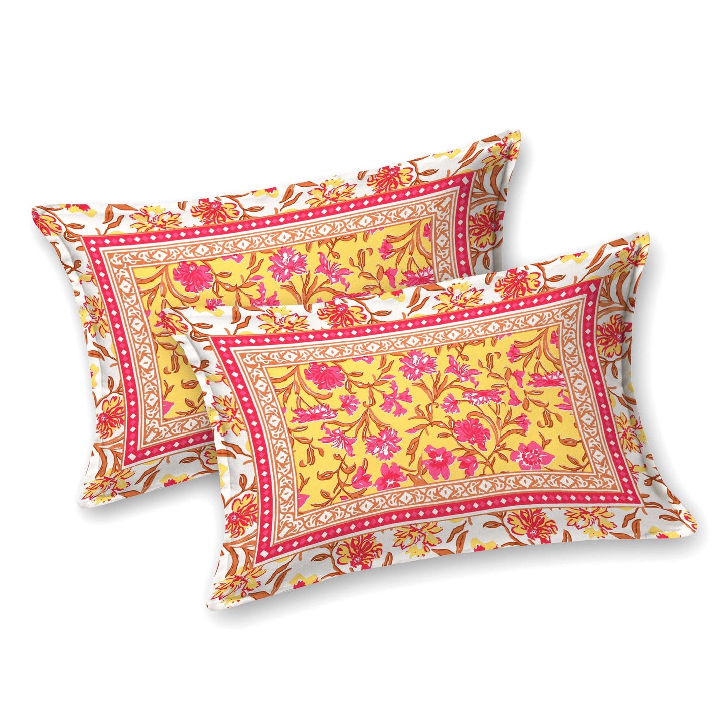 100% Pure Cotton Traditional Printed Bedsheet for Double Bed King Size Bedsheet with 2 Pillow Covers