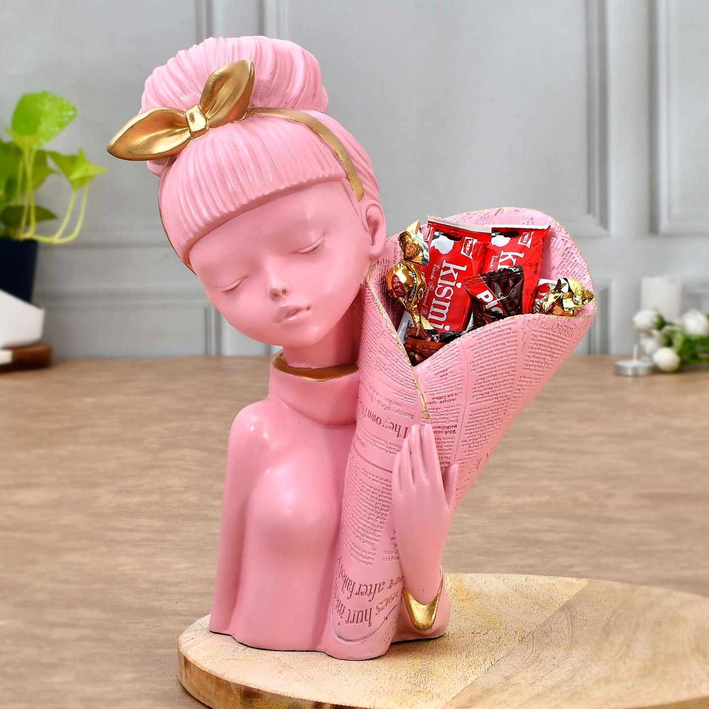 Pink Lady Face with Basket