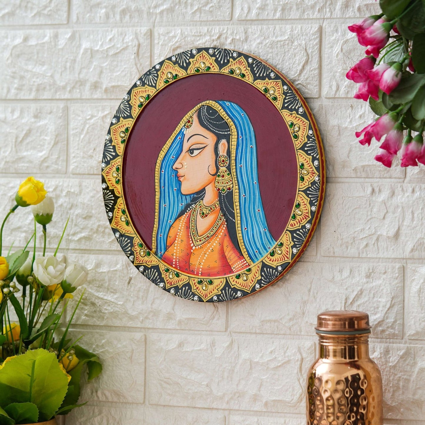 Rajasthani Pichwai Hand-Painted Pichhwai Plate For Home Décor
