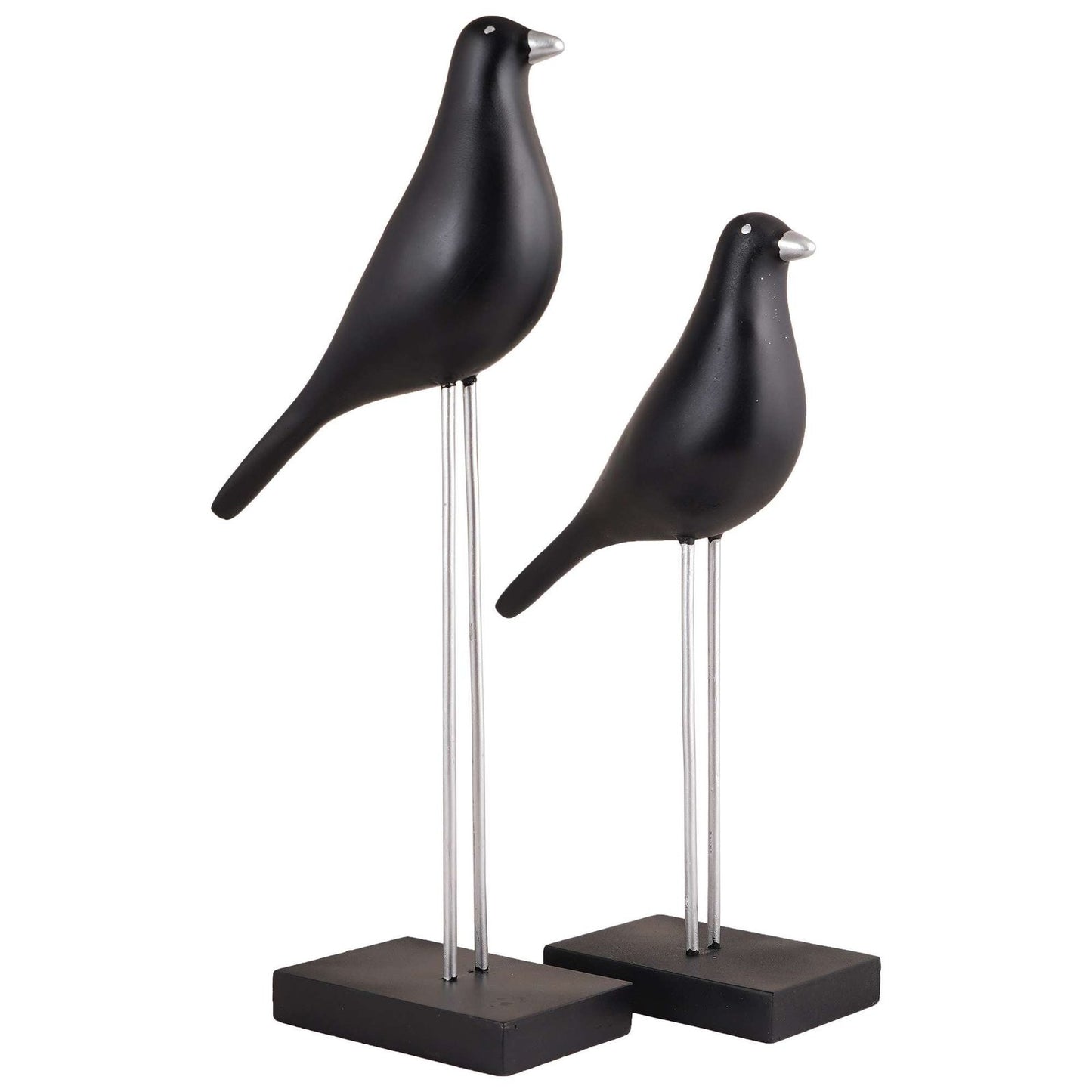 Sparrow Bird Home Decor showpiece on Iron Stand (Black Silver)