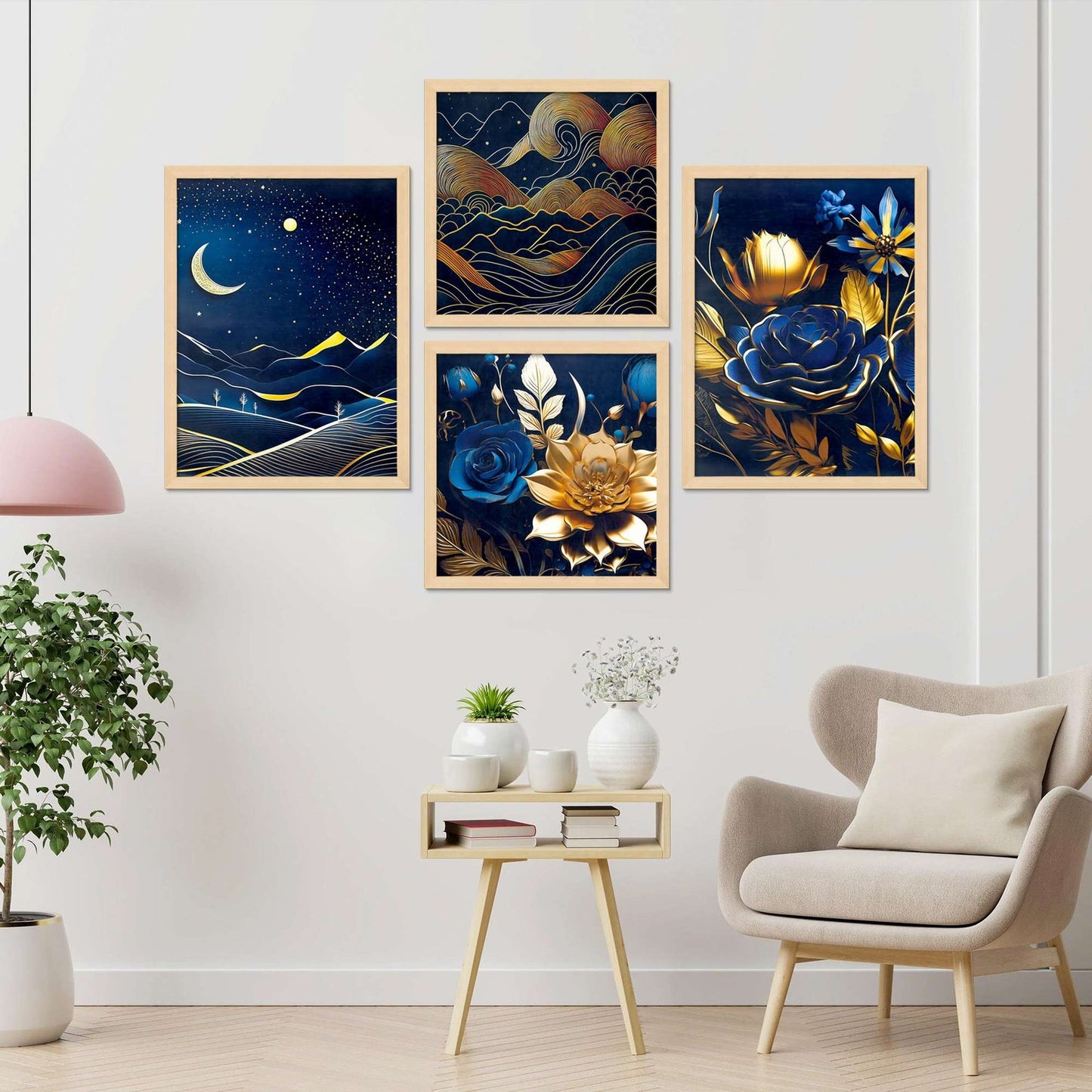 SET OF 4 DIGITAL WALL PAINTING
