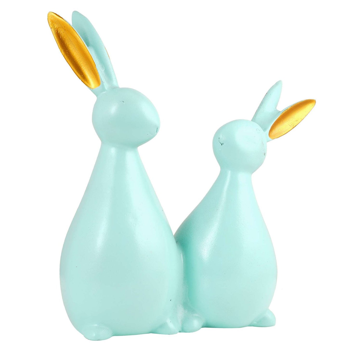 Rabbit Cute Pair Statue for Home Decor Showpiece | Kids Room Decorative Showpiece (Light Green)