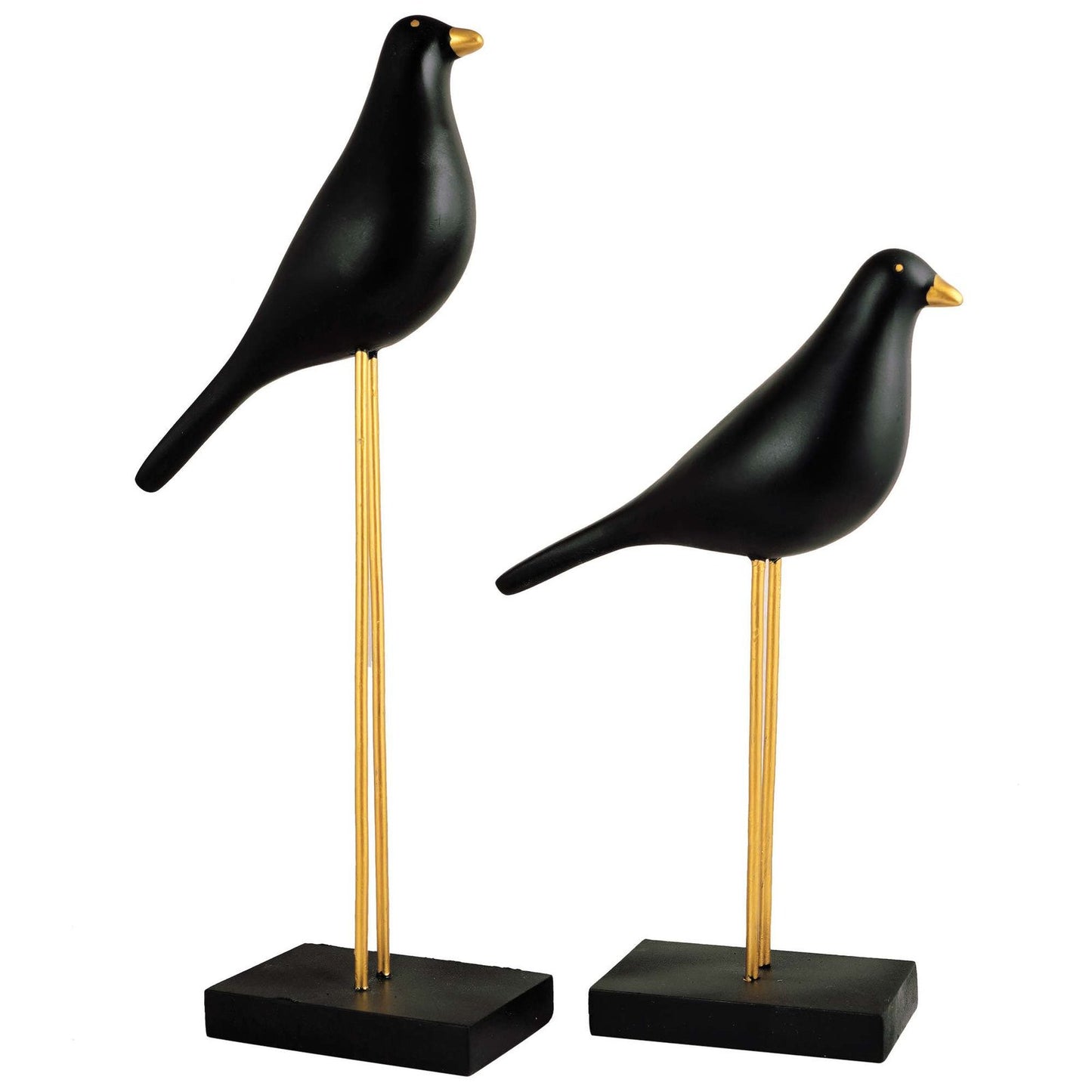 Sparrow Bird Home Decor showpiece on Iron Stand (Black Golden)