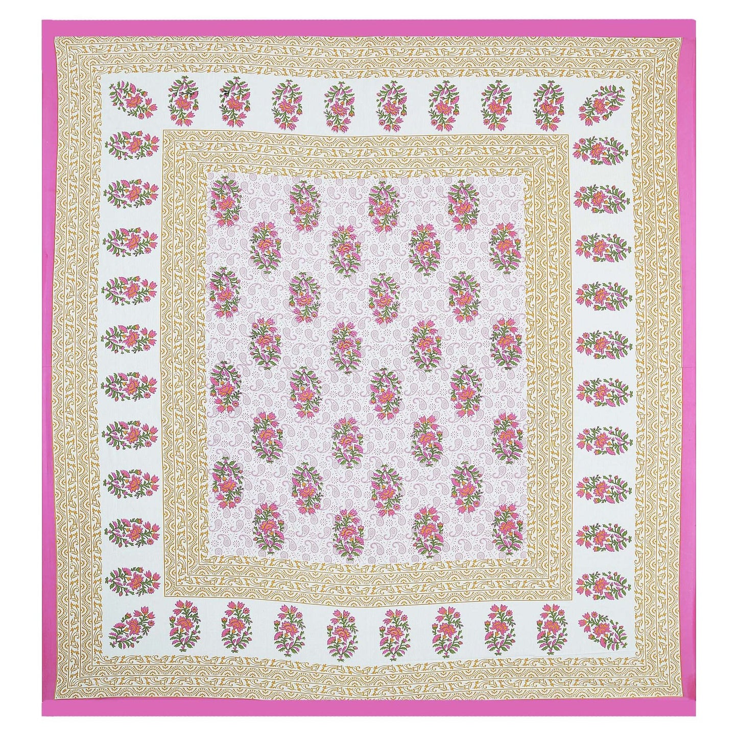 100% Pure Cotton Traditional Printed Bedsheet for Double Bed King Size Bedsheet with 2 Pillow Covers