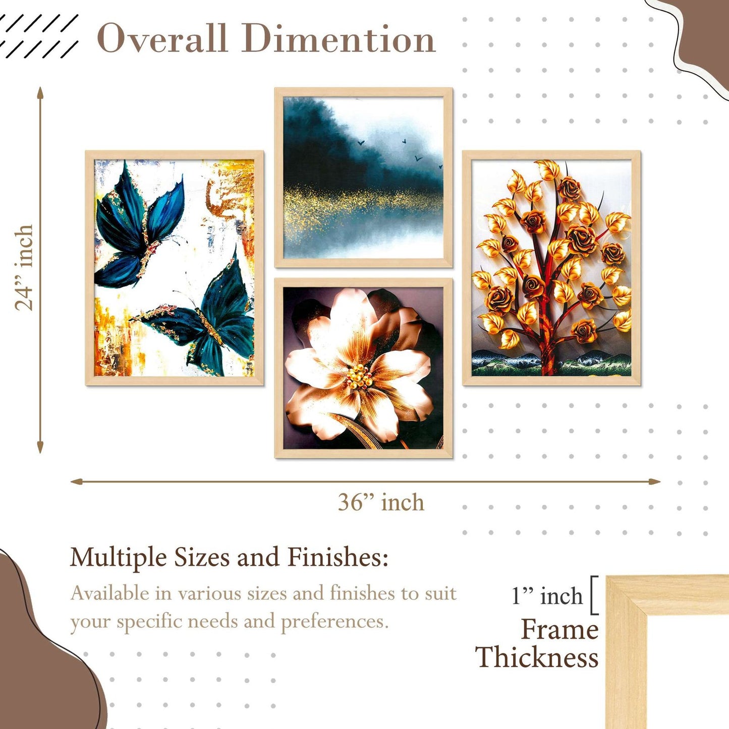 SET OF 4 DIGITAL WALL PAINTING