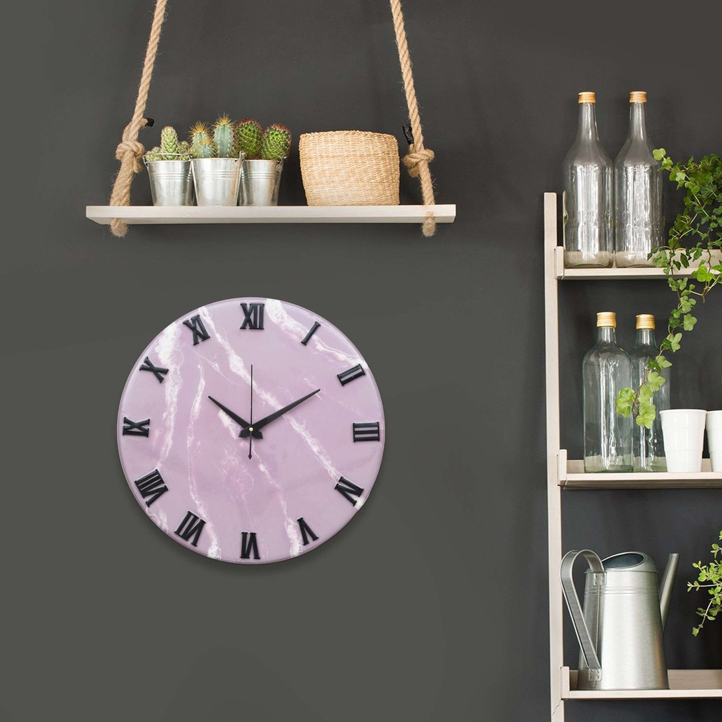 Exquisite Wooden Handmade Wall Clock Pink With White Printed Acrylic Wall Clock for Home & Office Decorative Big Size Clock (16 Inch)