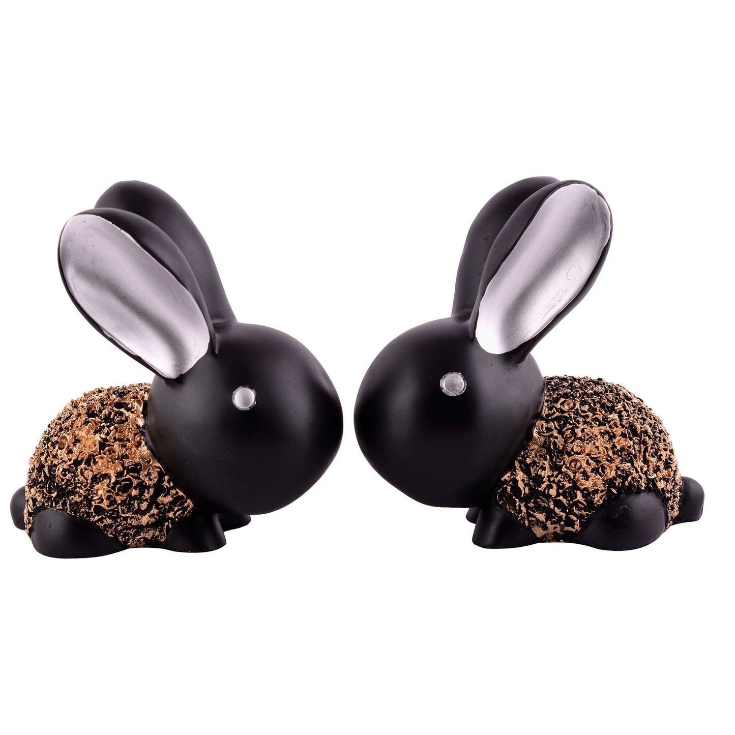 Rabbit Cute Pair Statue for Home Decor Showpiece | Kids Room Decorative Showpiece (Black)