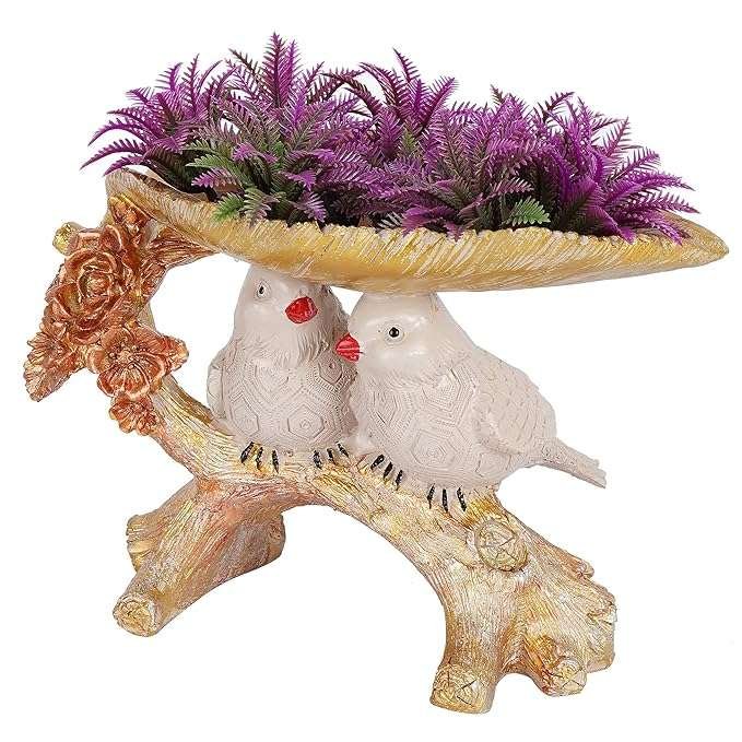 Resin Handcrafted Birds Couple On Tree Showpiece Bird Statue For Home Dcor Living Room Bedroom Table Top Antique Garden Decoration Items