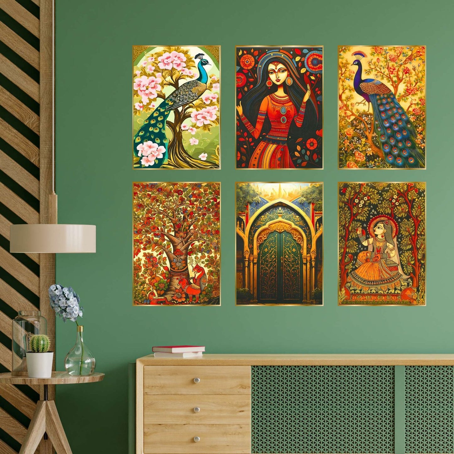 Set of Six Wall Paintings for Wall Dacoration Golden Framed Wall Paintings for Living Room & Bedroom Wall Art for Home Decoration & Office Wall Décor (17×13 inch CH-GD6-2)