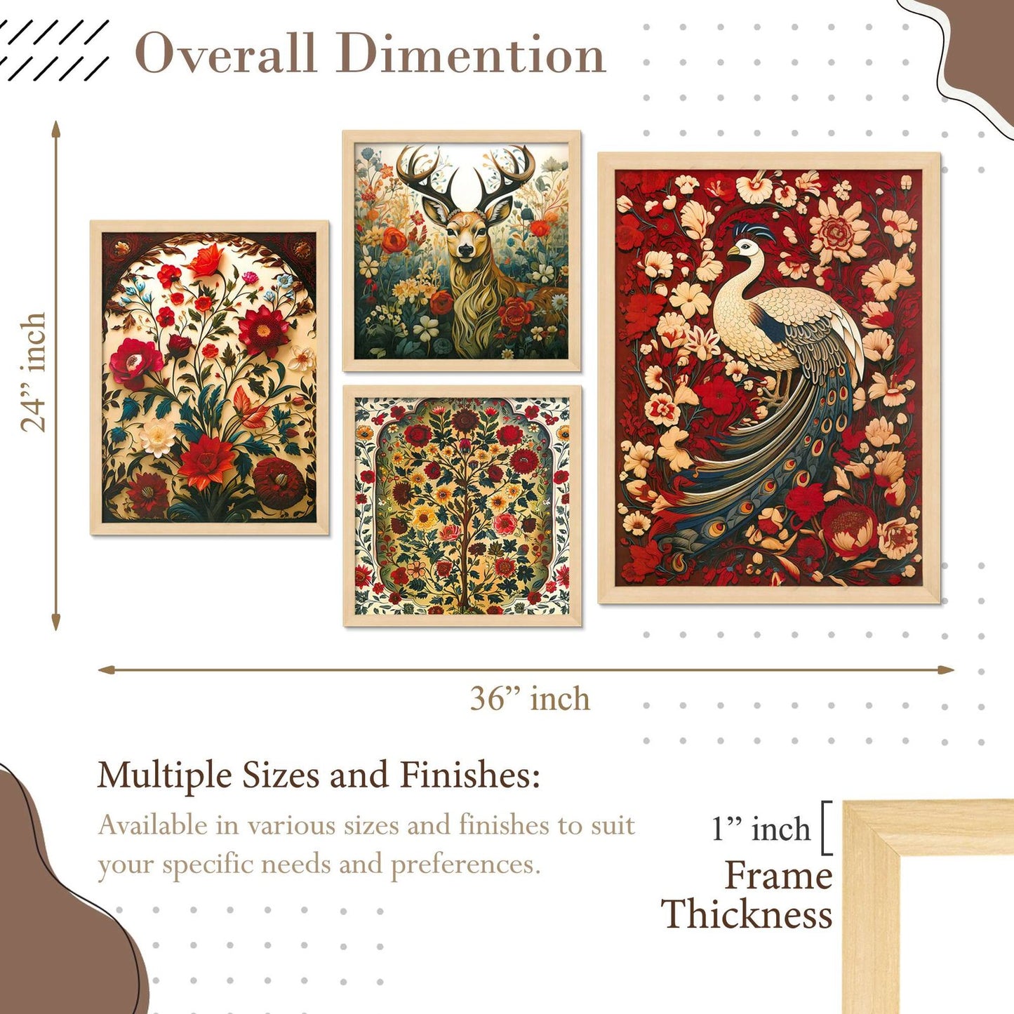 SET OF 4 DIGITAL WALL PAINTING