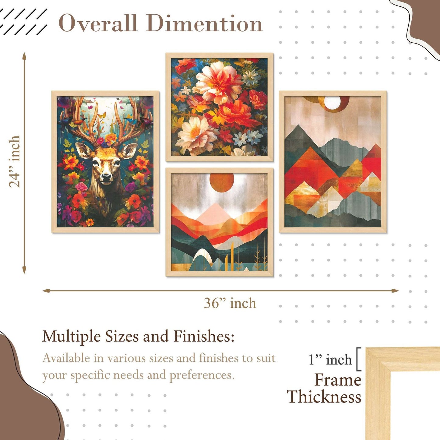 SET OF 4 DIGITAL WALL PAINTING