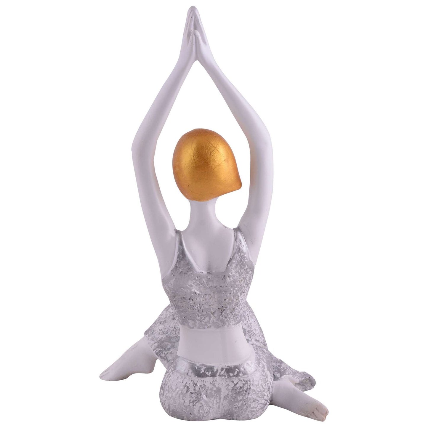 Suitable for home decor Yoga Posture Lady Statue Idol for Home Yoga Statue admirable piece of gift (silver)