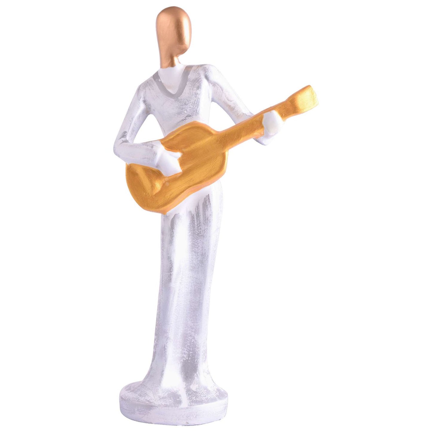 Modern metal musician golden white statue Resin figurine Contemporary art Music decor Metal sculpture, Modern home decor, Musician gift