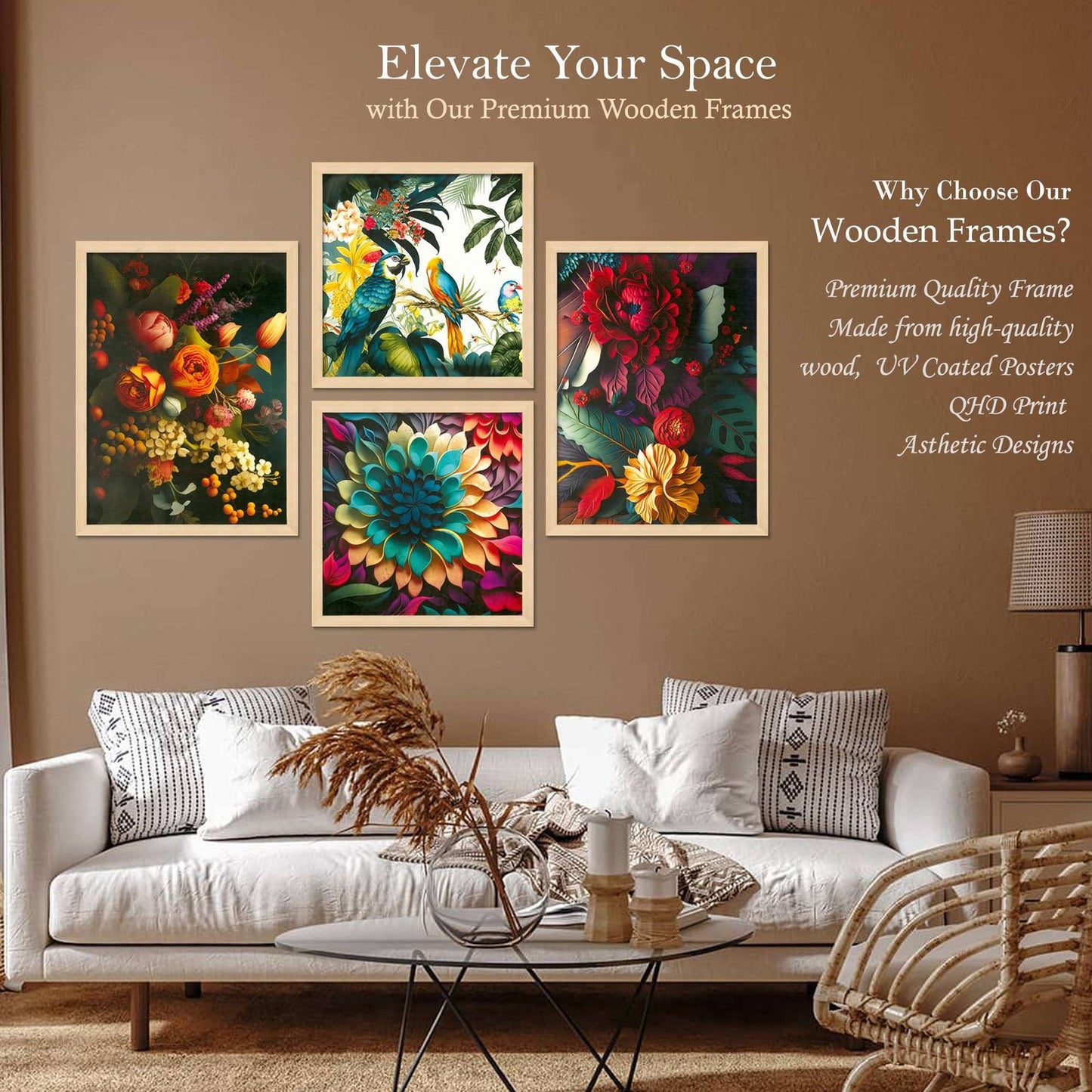 SET OF 4 DIGITAL WALL PAINTING