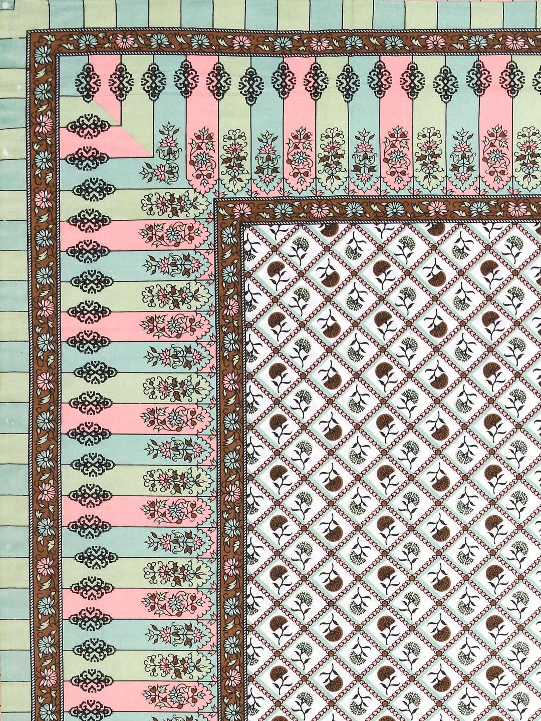 100% Pure Cotton Traditional Printed Bedsheet for Double Bed King Size Bedsheet with 2 Pillow Covers