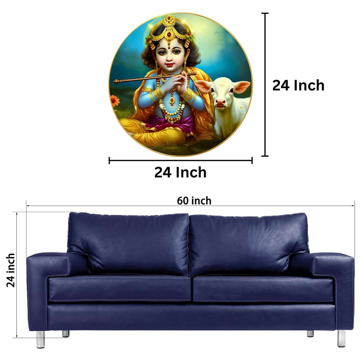Wall Painting for Wall Decoration with Frame Sparkle Glossy Round Golden Framed Large Painting Office, Living Room, Bedroom, Home Decoration