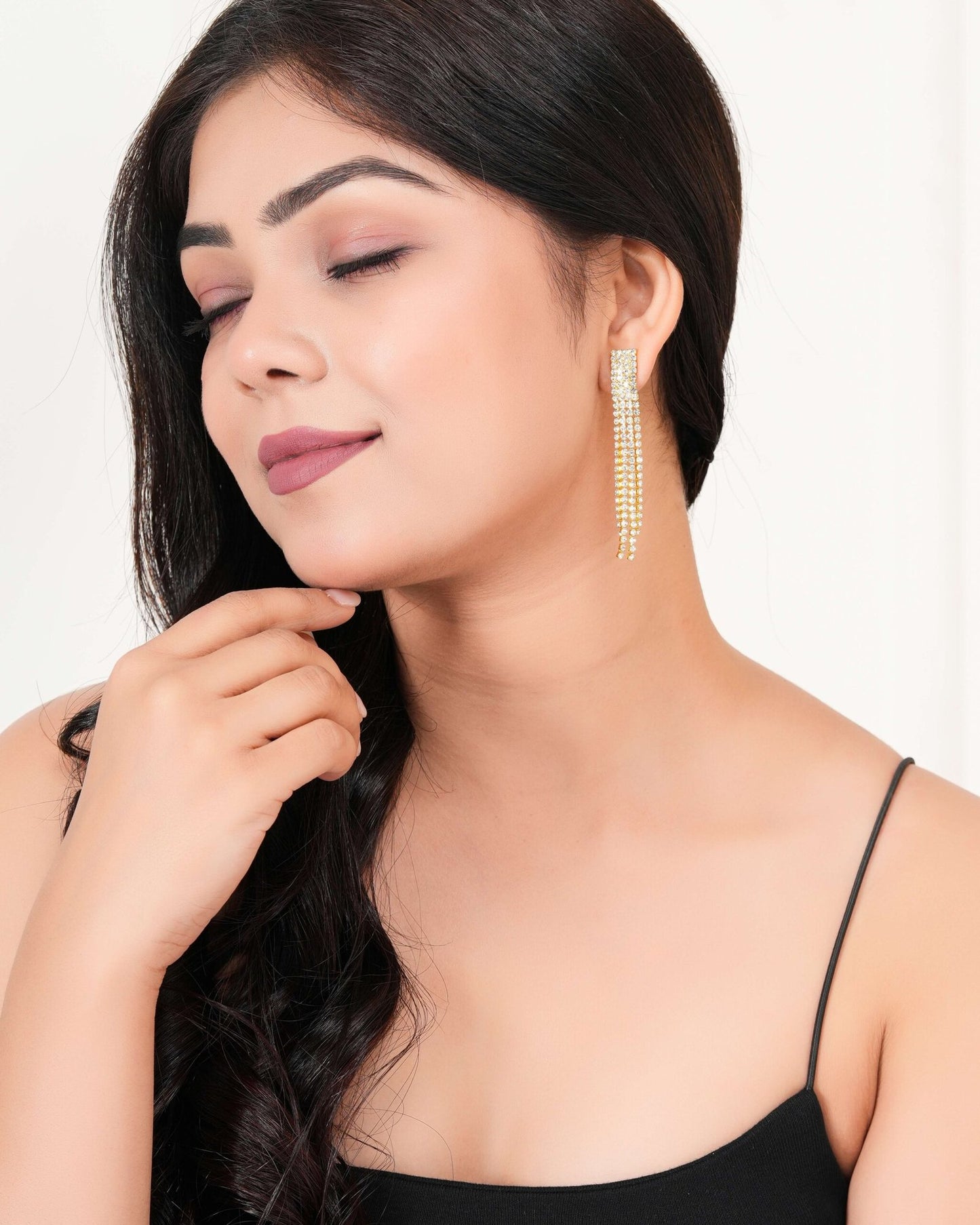 Women’s Rose Gold Color Long Danglers Earrings for Women Party Wear