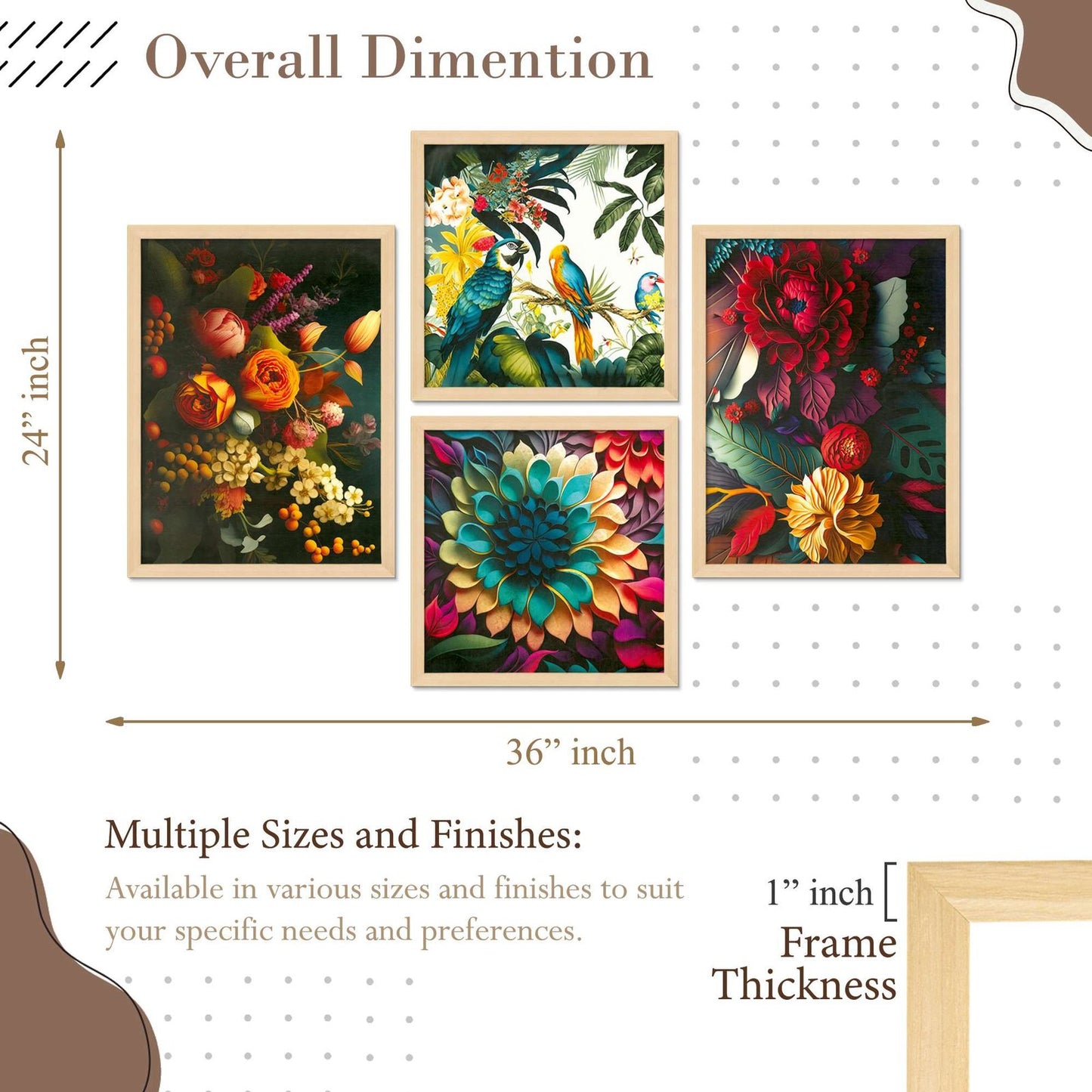 SET OF 4 DIGITAL WALL PAINTING