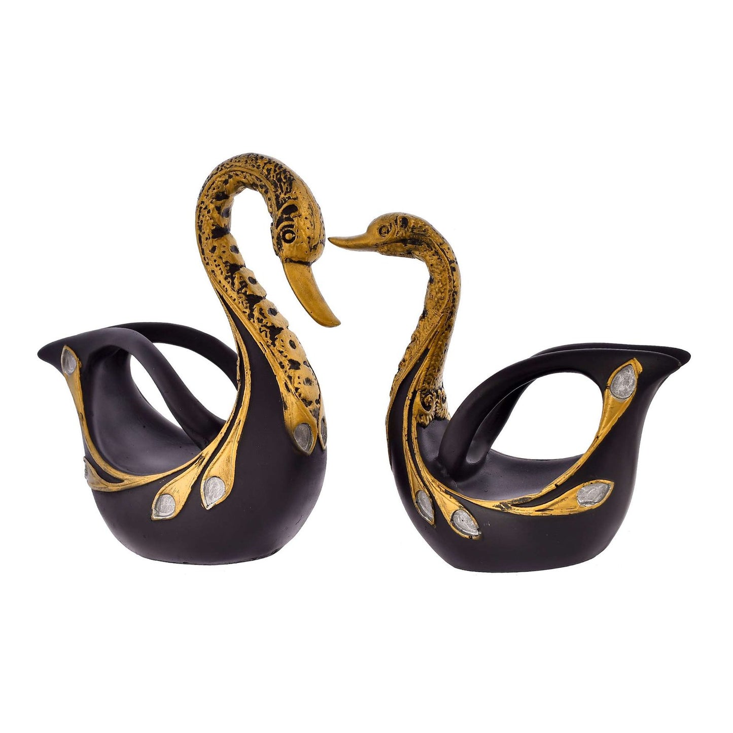 Swan Pair Feather Design Sculpture