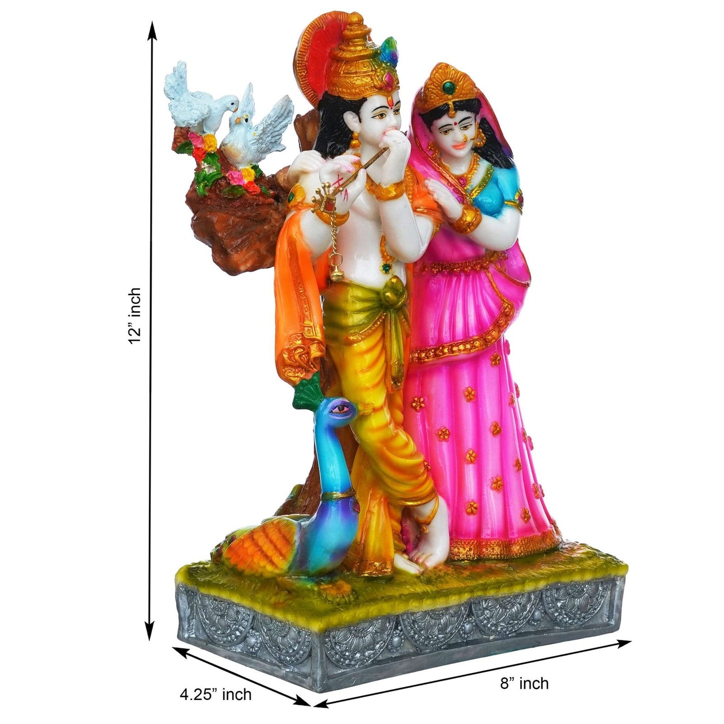 Statue of Hindu Deity Krishna and Radha (12 inches)