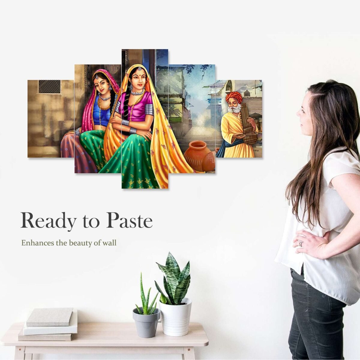 Rajsthani Set of Five 3D Framed Paintings for Wall Decoration – Ideal for Home, Living Room, and Bedroom (75 x 43 CM)