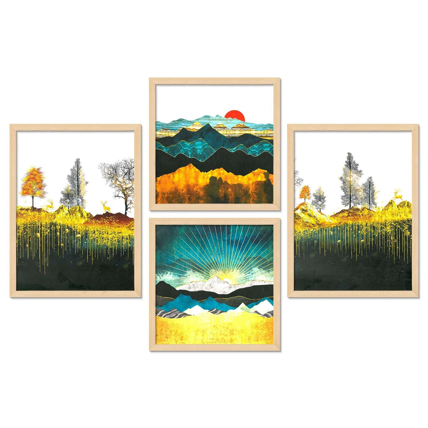 SET OF 4 DIGITAL WALL PAINTING